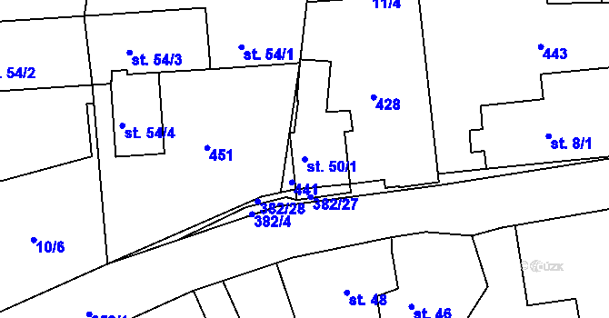 Parcela st. 50/1 v KÚ Lhota u Dolních Břežan, Katastrální mapa