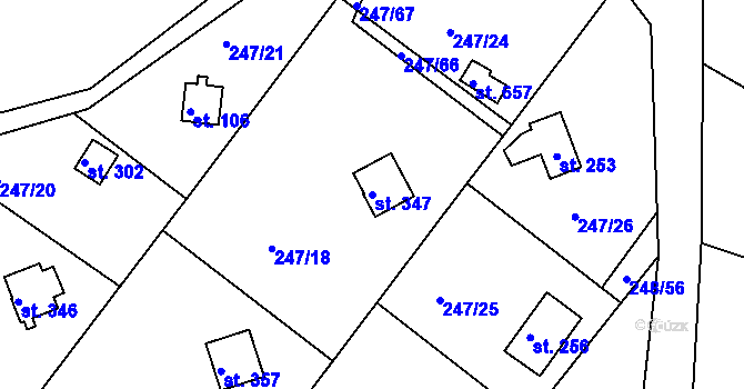 Parcela st. 347 v KÚ Lhota u Dolních Břežan, Katastrální mapa