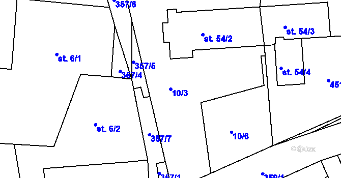 Parcela st. 10/3 v KÚ Lhota u Dolních Břežan, Katastrální mapa