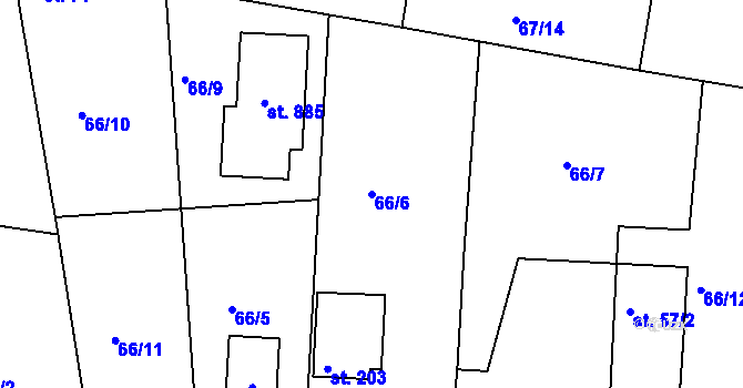 Parcela st. 66/6 v KÚ Lhota u Dolních Břežan, Katastrální mapa