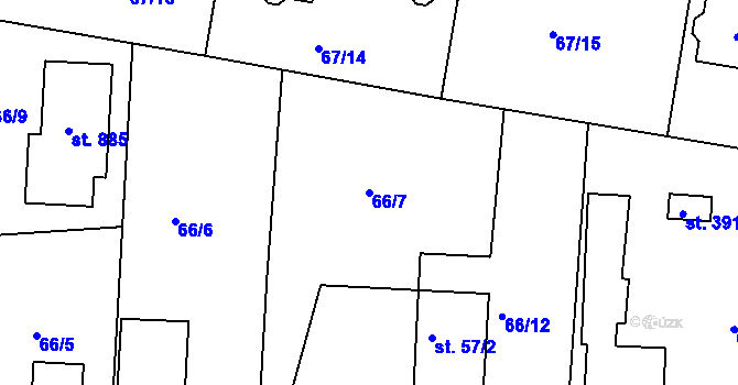 Parcela st. 66/7 v KÚ Lhota u Dolních Břežan, Katastrální mapa
