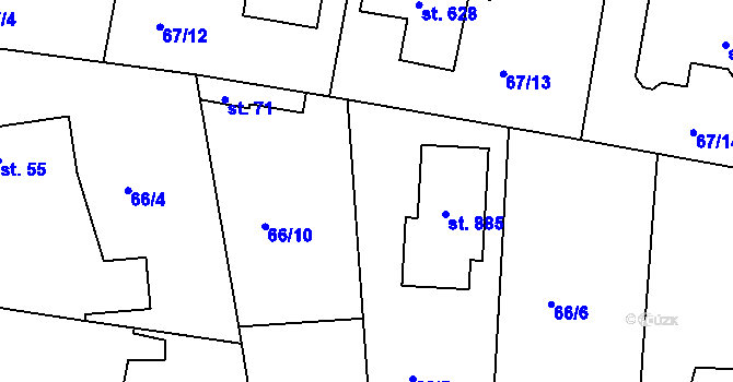 Parcela st. 66/9 v KÚ Lhota u Dolních Břežan, Katastrální mapa