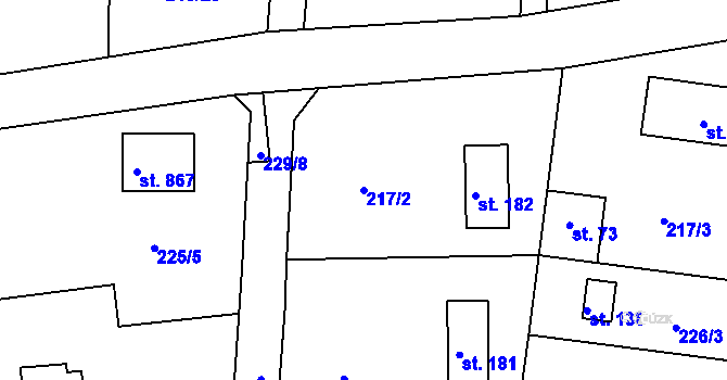 Parcela st. 217/2 v KÚ Lhota u Dolních Břežan, Katastrální mapa