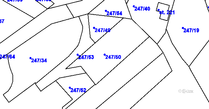 Parcela st. 247/50 v KÚ Lhota u Dolních Břežan, Katastrální mapa