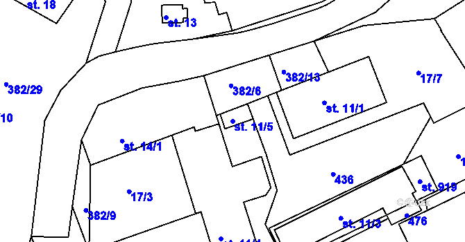 Parcela st. 11/5 v KÚ Lhota u Dolních Břežan, Katastrální mapa