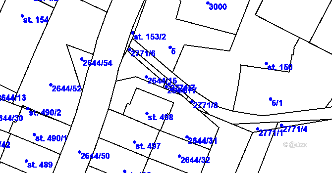 Parcela st. 2644/77 v KÚ Dolní Bukovsko, Katastrální mapa