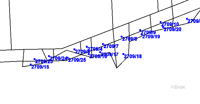 Parcela st. 2709/17 v KÚ Dolní Bukovsko, Katastrální mapa