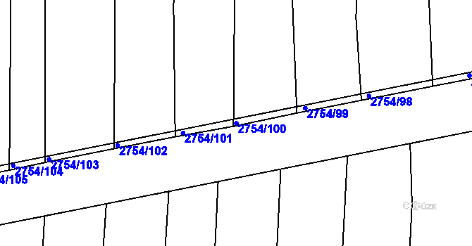 Parcela st. 2754/100 v KÚ Dolní Bukovsko, Katastrální mapa