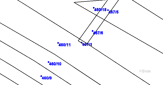 Parcela st. 467/1 v KÚ Dolní Bukovsko, Katastrální mapa