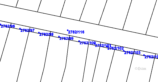 Parcela st. 2762/100 v KÚ Dolní Bukovsko, Katastrální mapa