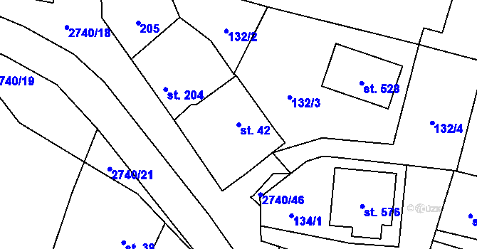 Parcela st. 42 v KÚ Dolní Bukovsko, Katastrální mapa