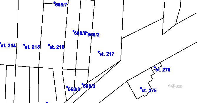 Parcela st. 217 v KÚ Dolní Bukovsko, Katastrální mapa