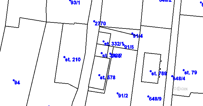 Parcela st. 332/2 v KÚ Dolní Bukovsko, Katastrální mapa