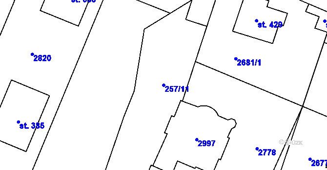 Parcela st. 257/11 v KÚ Dolní Bukovsko, Katastrální mapa