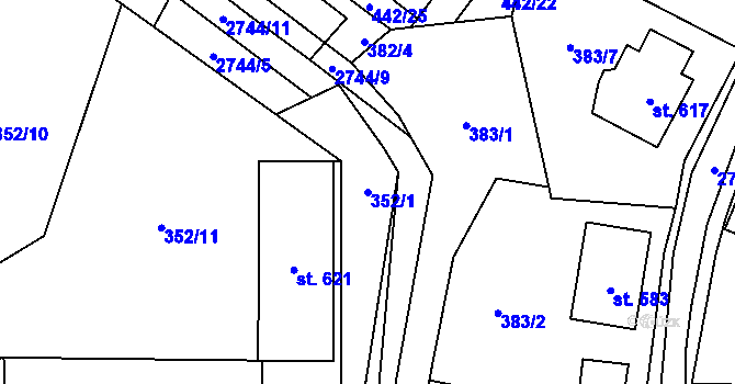 Parcela st. 352/1 v KÚ Dolní Bukovsko, Katastrální mapa