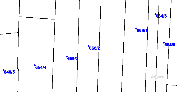 Parcela st. 660/2 v KÚ Dolní Bukovsko, Katastrální mapa