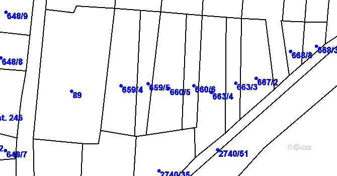 Parcela st. 660/5 v KÚ Dolní Bukovsko, Katastrální mapa