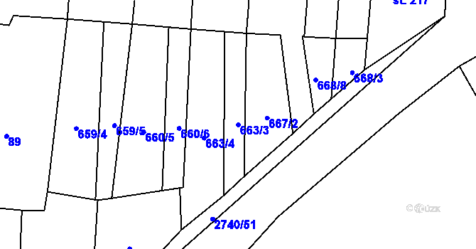 Parcela st. 663/3 v KÚ Dolní Bukovsko, Katastrální mapa