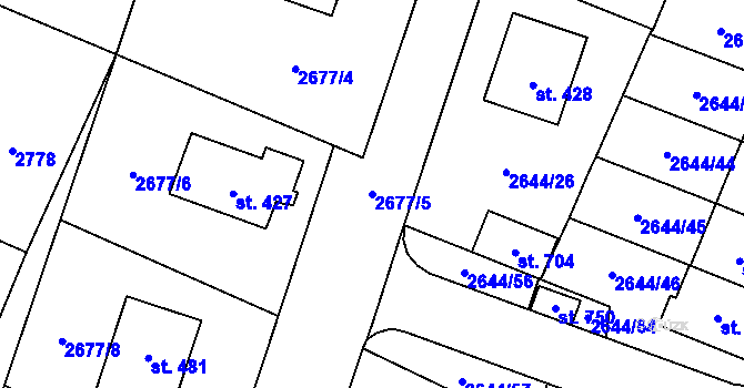 Parcela st. 2677/5 v KÚ Dolní Bukovsko, Katastrální mapa