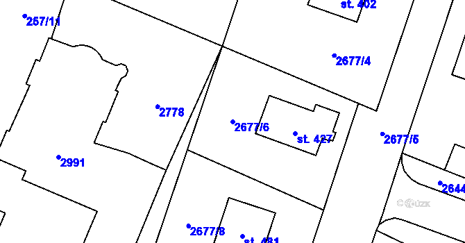 Parcela st. 2677/6 v KÚ Dolní Bukovsko, Katastrální mapa