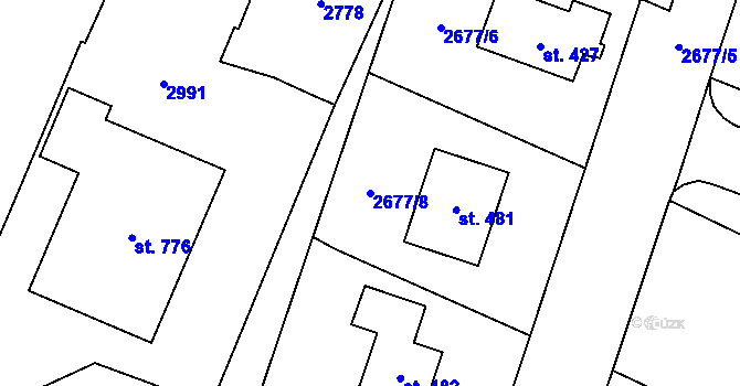 Parcela st. 2677/8 v KÚ Dolní Bukovsko, Katastrální mapa