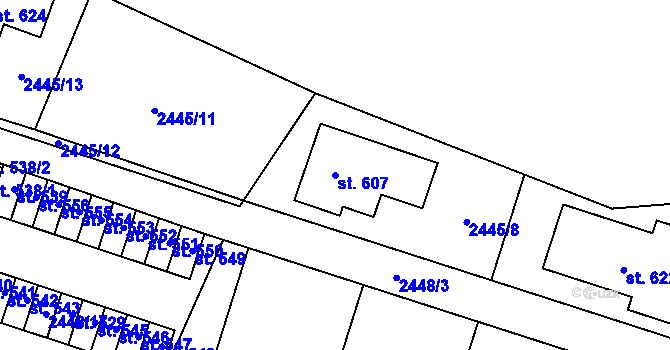 Parcela st. 607 v KÚ Dolní Bukovsko, Katastrální mapa