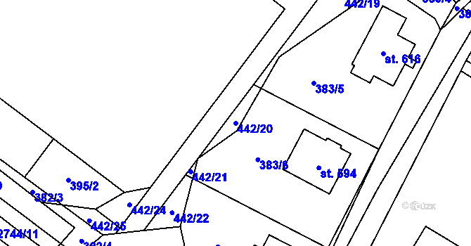Parcela st. 442/20 v KÚ Dolní Bukovsko, Katastrální mapa