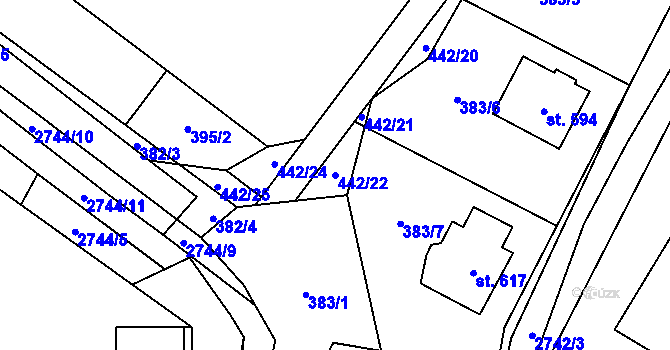 Parcela st. 442/22 v KÚ Dolní Bukovsko, Katastrální mapa