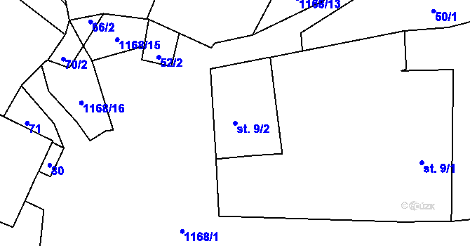 Parcela st. 9/2 v KÚ Pelejovice, Katastrální mapa