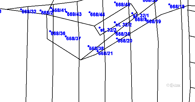 Parcela st. 668/21 v KÚ Pelejovice, Katastrální mapa