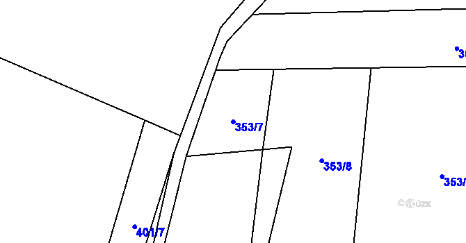 Parcela st. 353/7 v KÚ Popovice u Dolního Bukovska, Katastrální mapa