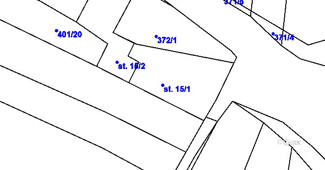 Parcela st. 15/1 v KÚ Popovice u Dolního Bukovska, Katastrální mapa