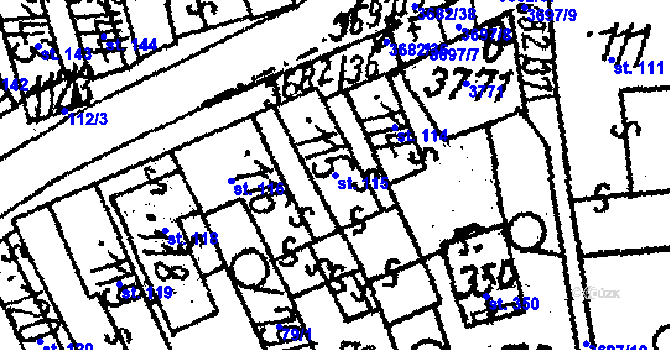 Parcela st. 115 v KÚ Dolní Cerekev, Katastrální mapa