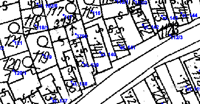 Parcela st. 140 v KÚ Dolní Cerekev, Katastrální mapa