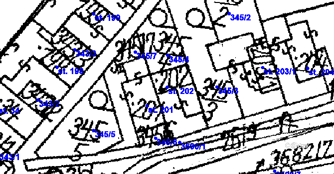 Parcela st. 202 v KÚ Dolní Cerekev, Katastrální mapa
