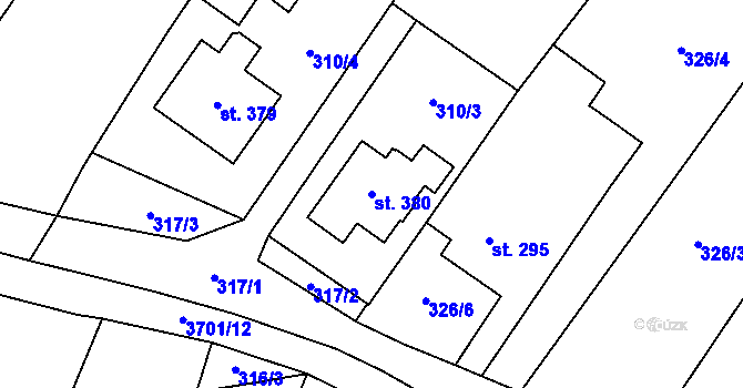 Parcela st. 380 v KÚ Dolní Cerekev, Katastrální mapa