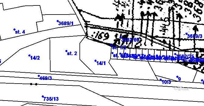 Parcela st. 12 v KÚ Dolní Cerekev, Katastrální mapa