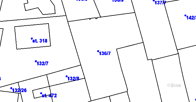 Parcela st. 136/7 v KÚ Dolní Cerekev, Katastrální mapa