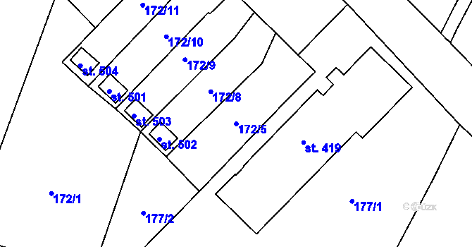 Parcela st. 172/5 v KÚ Dolní Cerekev, Katastrální mapa