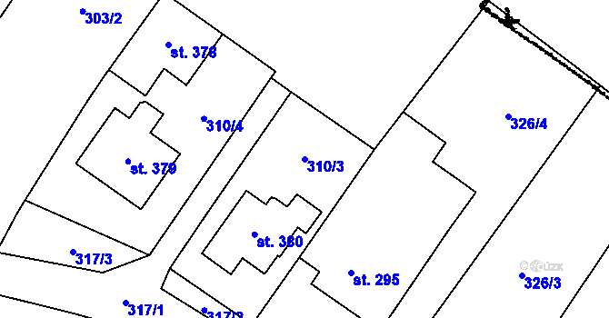 Parcela st. 310/3 v KÚ Dolní Cerekev, Katastrální mapa