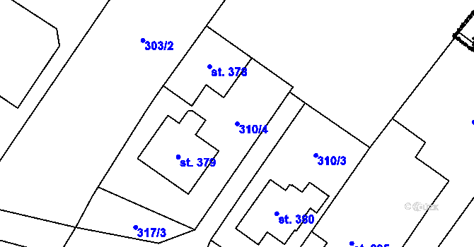 Parcela st. 310/4 v KÚ Dolní Cerekev, Katastrální mapa