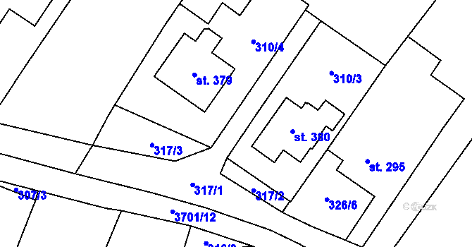 Parcela st. 310/6 v KÚ Dolní Cerekev, Katastrální mapa