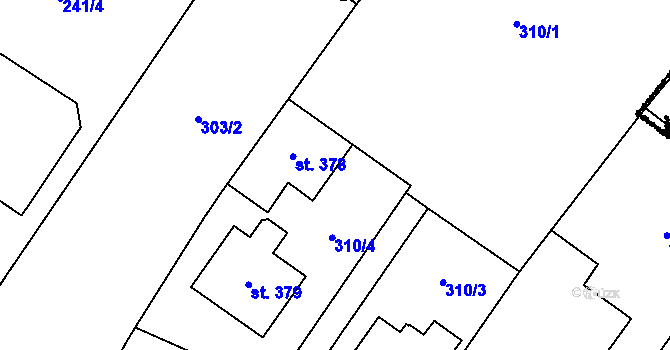 Parcela st. 310/7 v KÚ Dolní Cerekev, Katastrální mapa