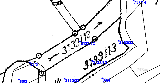 Parcela st. 3133/12 v KÚ Dolní Cerekev, Katastrální mapa