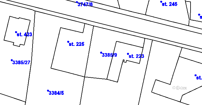 Parcela st. 3385/9 v KÚ Dolní Cerekev, Katastrální mapa
