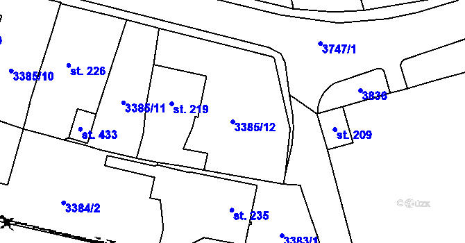 Parcela st. 3385/12 v KÚ Dolní Cerekev, Katastrální mapa