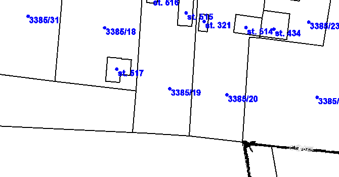 Parcela st. 3385/19 v KÚ Dolní Cerekev, Katastrální mapa