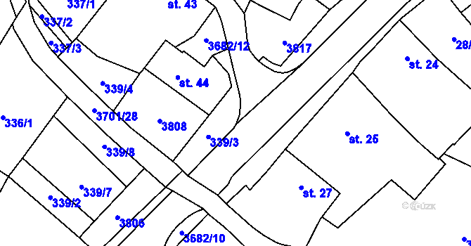 Parcela st. 3682/8 v KÚ Dolní Cerekev, Katastrální mapa