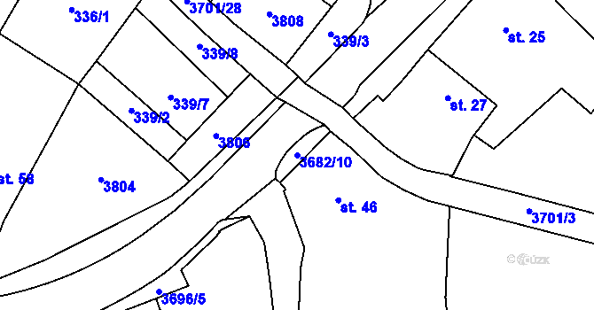 Parcela st. 3682/10 v KÚ Dolní Cerekev, Katastrální mapa