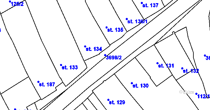 Parcela st. 3698/2 v KÚ Dolní Cerekev, Katastrální mapa